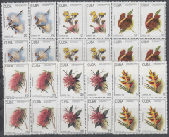 1993.32 CUBA MNH. 1993. BLOCK 4  FLORES JARDIN BOTANICO BOTANICAL GARDEN FLOWERS. COMPLETE SET - Unused Stamps