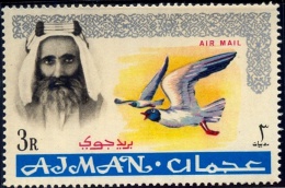 MARINE BIRDS-BLACK HEADED GULL-IMPERF-WITH AND WITHOUT OVPT-AJMAN-1965-MNH-A6-462 - Albatros