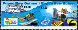 DIVING-TOURISM-SETENANT PAIR-PNG-UPRATED-MNH-468 - Plongée