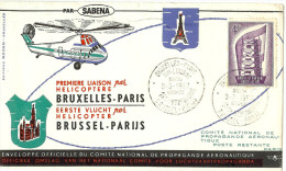 LACH- BELGIQUE 1ère LIAISON PAR HELICOPTERE BRUXELLES / PARIS 3/3/1957 - Brieven En Documenten