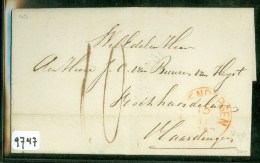 VOORLOPER * HANDGESCHREVEN BRIEF Uit 1857 Van LANGSTEMPEL KLUNDERT Via ZEVENBERGEN Naar VLAARDINGEN  (9747) - ...-1852 Préphilatélie