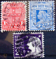 NEW SOUTH WALES 1897 Queen Victoria COMPLETE SET USED Scott98-100 CV$5 Watermark : 55 - Usati