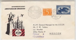 Nederland 1958 1st Flight Amsterdam-Moskou By KLM Cover (F3222) - Briefe U. Dokumente