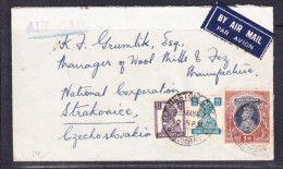 СOVERS-15  LETTER SEND FROM  BOMBEY,INDIA TO STRAKONICE, CZECHOSLOVAKIA. 23.05.1947. - 1936-47 King George VI