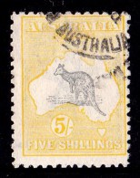 Australia 1918 Kangaroo 5/- Grey & Yellow 3rd Wmk Used - Listed Variety - Used Stamps