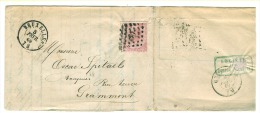 40 Ct  Rose Pâle / 2 Porten Binnenland Bruxelles 5 Fev 1869 Naar Grammont    Zegel = Perfect - 1865-1866 Linksprofil