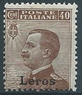 1912 EGEO LERO EFFIGIE 40 CENT MNH ** - W085-4 - Egeo (Lero)