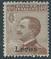 1912 EGEO LERO EFFIGIE 40 CENT MH * - W085-3 - Egeo (Lero)