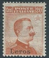 1917 EGEO LERO EFFIGIE 20 CENT MH * - W086-2 - Egée (Lero)