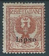 1912 EGEO LIPSO AQUILA 2 CENT MH * - W086-3 - Egée (Lipso)