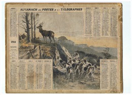 ALMANACH Des POSTES Et Des COMMUNICATIONS 1914 AU VERSO HEURES DES MAREES PORT DE DUNKERQUE - Grand Format : 1901-20