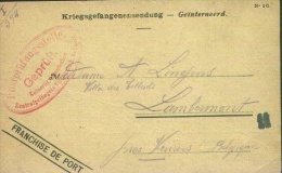 Kaart Van Kais. Deuts. Zentralgefängnis VILVOORDE Naar Verviers 1918, Censor "11". - Kriegsgefangenschaft