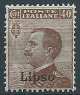 1912 EGEO LIPSO EFFIGIE 40 CENT MNH ** - W088-4 - Egée (Lipso)