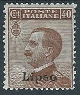 1912 EGEO LIPSO EFFIGIE 40 CENT MH * - W088-3 - Ägäis (Lipso)