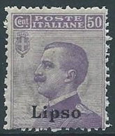 1912 EGEO LIPSO EFFIGIE 50 CENT MNH ** - W088-3 - Egeo (Lipso)
