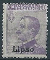 1912 EGEO LIPSO EFFIGIE 50 CENT MNH ** - W089-3 - Egée (Lipso)