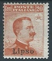 1917 EGEO LIPSO EFFIGIE 20 CENT MH * - W090-2 - Egeo (Lipso)