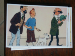 TINTIN Reproduction  CARTE POSTALE TINTIN TOURNESOL HADDOCK  AVEC TROU DANS LE CHAPEAU HERGE - Tintin