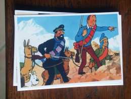 TINTIN Reproduction  CARTE POSTALE  TINTIN HADDOCK AVEC DES LAMAS  HERGE - Tintin