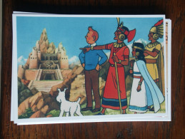 TINTIN Reproduction  CARTE POSTALE TINTIN ET LES INCAS DEVANT UN TEMPLE  HERGE - Tintin