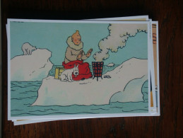 TINTIN Reproduction  CARTE POSTALE TINTIN SE CHAUFFE SUR LA BANQUISE  HERGE - Tintin