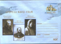 Romania - Postal Stationery Cover Unused 2004 - Odyssey Ship "Fram"- Polar Explorers F.Nansen, O.Sverdrup And R.Amundsen - Polar Exploradores Y Celebridades