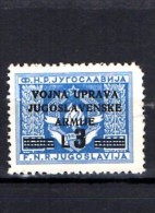 1947 - AMMINISTAZIONE MILITARE JUGOSLAVA - LIRE 3 SU 0,50 NUOVO MNH** - Occup. Iugoslava: Litorale Sloveno