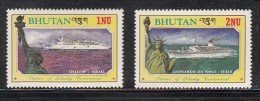 BHUTAN, 1986, Statue Of Liberty, American Independance, Ships,  2 Values, (1 Nu, 2 Nu) ,  MNH(**) - Indianen