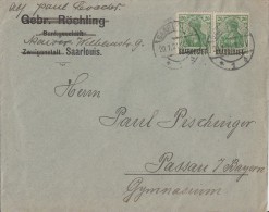 Saargebiet Brief Mef Minr.2x 46 Saarlouis 20.1.21 - Storia Postale