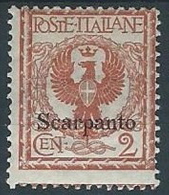 1912 EGEO SCARPANTO AQUILA 2 CENT MH * - W111-2 - Ägäis (Scarpanto)