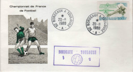 Lettre Championnat De France De Football Bordeaux à Toulouse 20-8 I988 Score Bordeaux 1 - Toulouse  1 - Covers & Documents