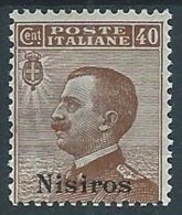 1912 EGEO NISIRO EFFIGIE 40 CENT MH * - W094-2 - Ägäis (Nisiro)