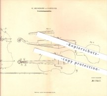 Original Patent - W. Neumärker In Hannover , 1881 , Streichinstrumentenform , Musik , Geige , Violine !!! - Instrumentos De Música