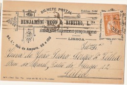 Portugal & Bilhete Postal, Benjamim, Rego & Ribeiro, Lisboa 1918 (189) - Storia Postale