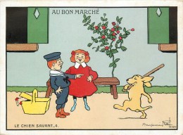 Benjamin Rabier - ** Le Chien Savant ** - Carte Ancienne Du "Bon Marché" - Grand Format (11,5 X 15 Cm) - Rabier, B.