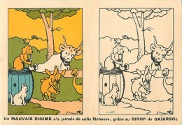 Benjamin Rabier - ** Les Animaux ** - Carte Ancienne Pub à Colorier- Format Ouvert (11 X 16 Cm) - Rabier, B.