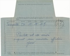 Telegramme (1955) De Ferryville (Menzel Bourguiba, Tunisie) Vers Aullène (Corse), Cachet Postal Rond Aullène - Télégraphes Et Téléphones