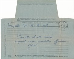 Telegramme (1955) De Ferryville (Menzel Bourguiba, Tunisie) Vers Aullène (Corse), Cachet Postal Rond Aullène - Telegraphie Und Telefon