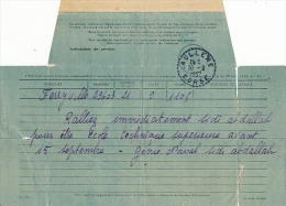 Telegramme (1952) De Ferryville (Menzel Bourguiba, Tunisie) Vers Aullène (Corse), Cachet Postal Rond Aullène - Telegraphie Und Telefon