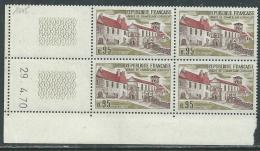 France N° 1645 XX Abbaye De Chancelade (Dordogne) En Bloc De 4 Coin Daté Du 29 . 4 . 70 ; Sans Trait Sans Charnière, TB - 1970-1979