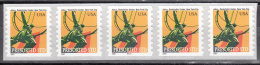 United States   Scott No 3520   Mnh    Year  2001    Plate No. Coil  Strip Of 5 - Roulettes (Numéros De Planches)