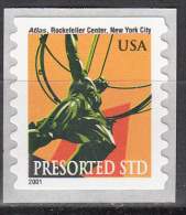 United States   Scott No 3520   Mnh    Year  2001 - Rollini (Numero Di Lastre)