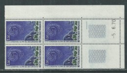 France N° 1647 XX  Observatoire De Haute-Provence En Bloc De 4 Coin Daté Du 5 . 6 . 70 ; 1 Trait ; Sans Charnière, TB - 1970-1979