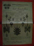 MANUFACTURE DE CHATILLON SOUS BAGNEUX- FABRIQUE DE DRAPEAUX DE TOUTES NATIONS -TARIF ANNEE 1894 - Matériel Et Accessoires