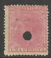 ESPAGNE , SPAIN , 1 P , Perforation Télégraphique , 1879 , N° Y&T 190 - Telegrafen