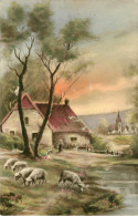 Arts - Peintures & Tableaux - Paysage - Animaux - Moutons - Luxographie - Bon état Général - Malerei & Gemälde