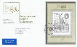 EXP-L24 - GRANDE-BRETAGNE BF 3 Sur FDC International Stamp Exhibition 1980 London Par Avion Pour Morges En Suisse - Blocks & Kleinbögen