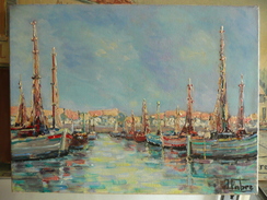 J. Fabre - Port De Méditerranée- HST Signée - Oils