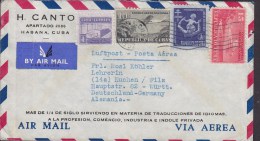 Cuba BY AIR MAIL Par Avion Label H. CANTO, HABANA 1952 Cover Letra Germany Tuberculosis Tuberkulose Stamp - Airmail