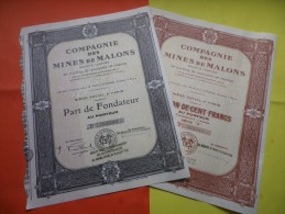 MINES DE MALONS (100 Francs + Fondateur) - Zonder Classificatie